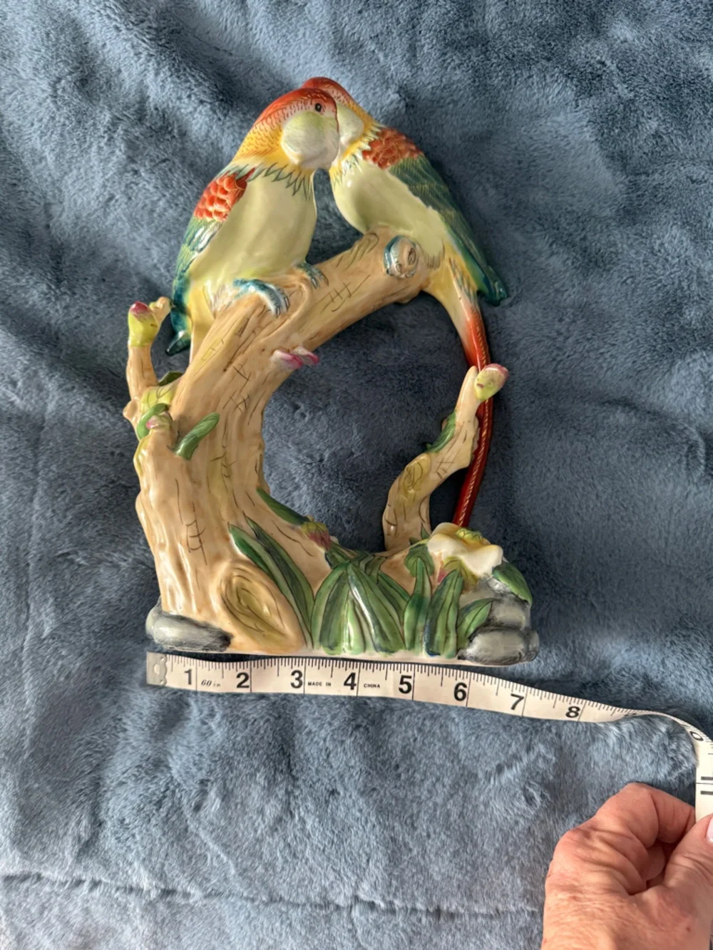 Andrea By Sadek Hand-Painted Parrot Duo Figurine in Red, Green, Yellow, Cream - Picture 7 of 9